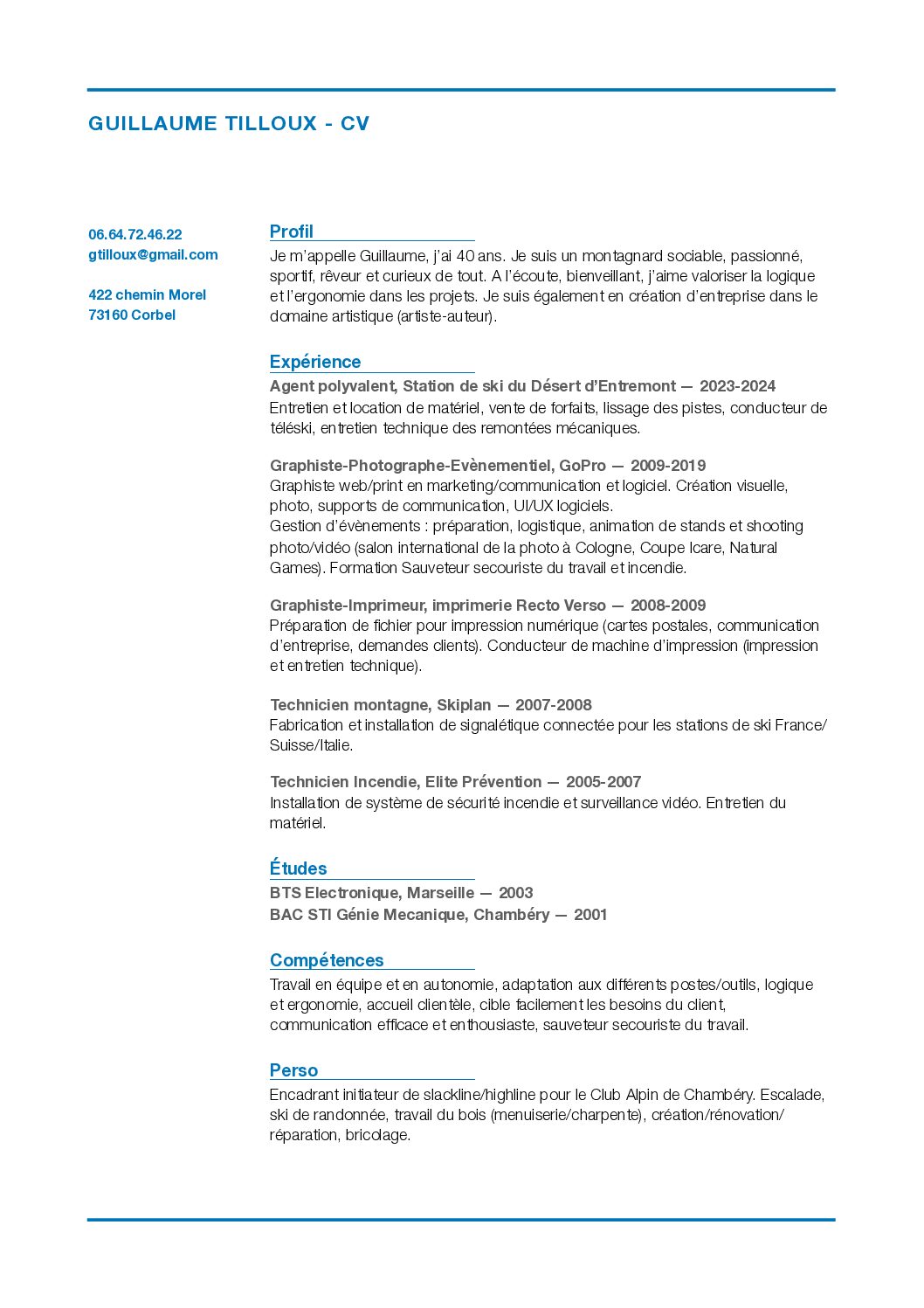 Votre Cv Et Votre Lettre De Motivation Guillaume Tilloux Cv Std